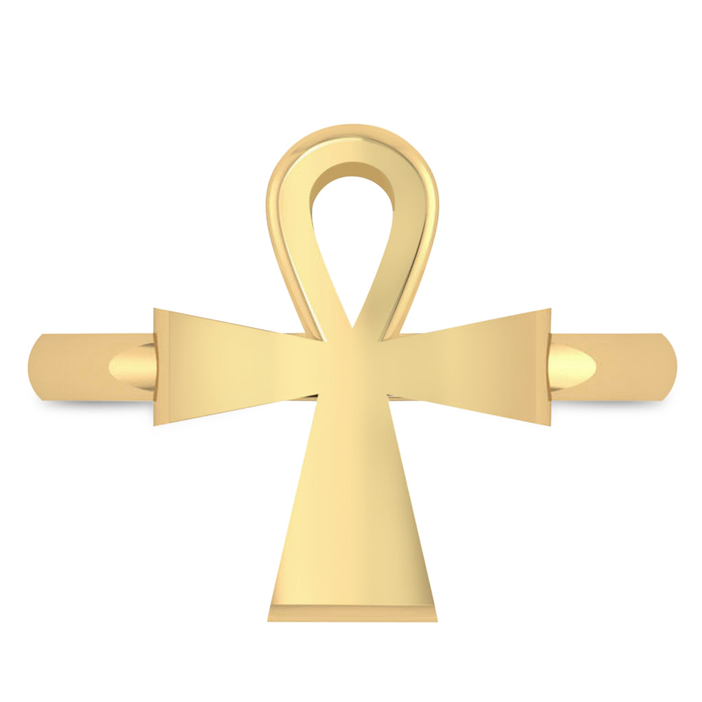 Ankh Egyptian Cross Ring 14K Yellow Gold