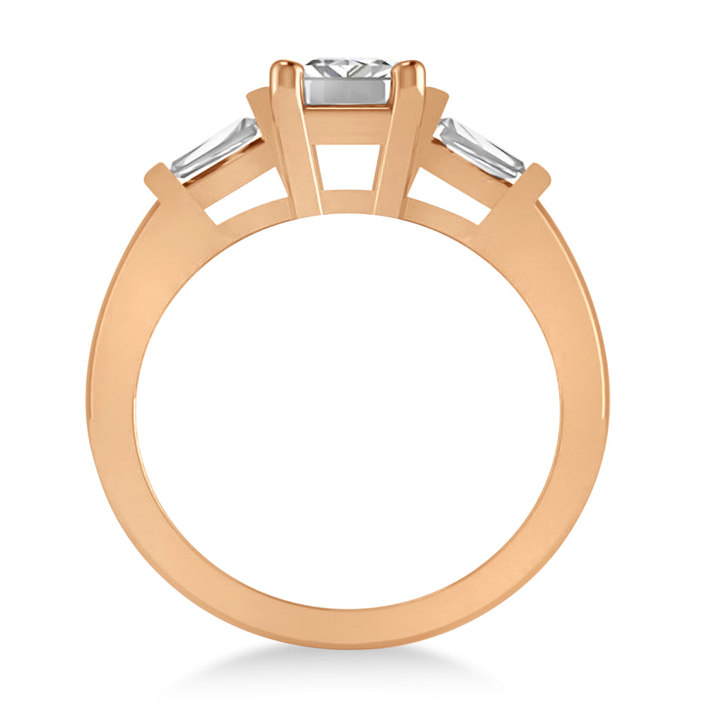 Diamond Three-Stone Emerald Ring 14k Rose Gold (1.85ct)