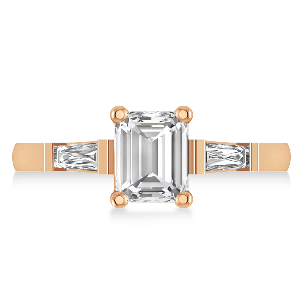 Diamond Three-Stone Emerald Ring 14k Rose Gold (1.85ct)