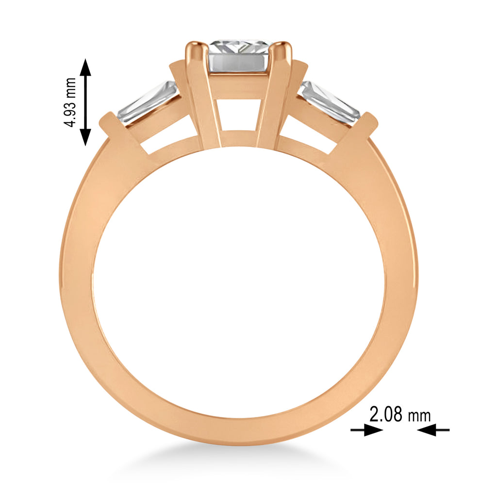 Diamond Three-Stone Emerald Ring 14k Rose Gold (1.85ct)