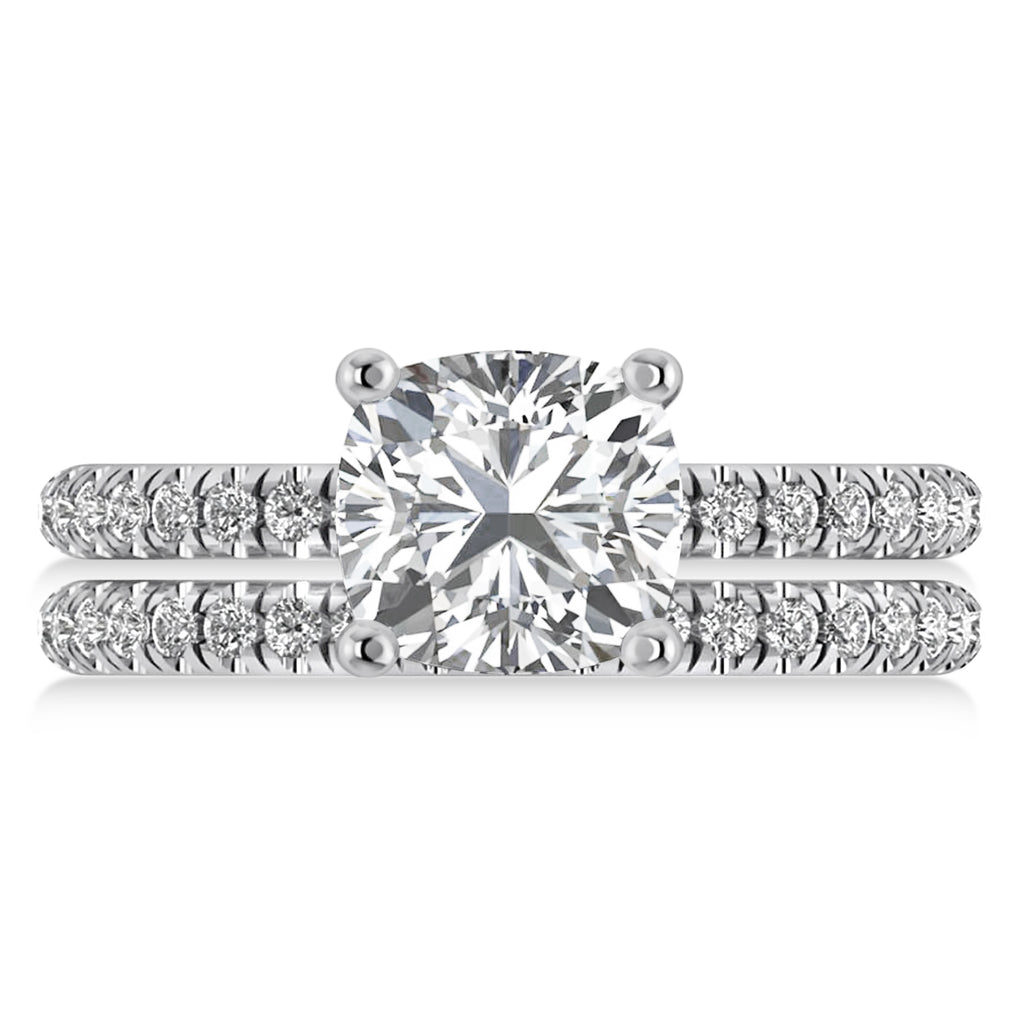 Diamond Cushion-Set Semi-Eternity Bridal Set 14K White Gold (2.66ct)
