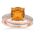 Citrine & Diamond Cushion-Set Semi-Eternity Bridal Set 14K Rose Gold (3.22ct)