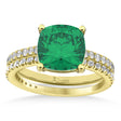 Emerald & Diamond Cushion-Set Semi-Eternity Bridal Set 14K Yellow Gold (3.22ct)