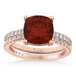 Garnet & Diamond Cushion-Set Semi-Eternity Bridal Set 14K Rose Gold (3.22ct)