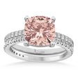 Morganite & Diamond Cushion-Set Semi-Eternity Bridal Set 14K White Gold (3.22ct)