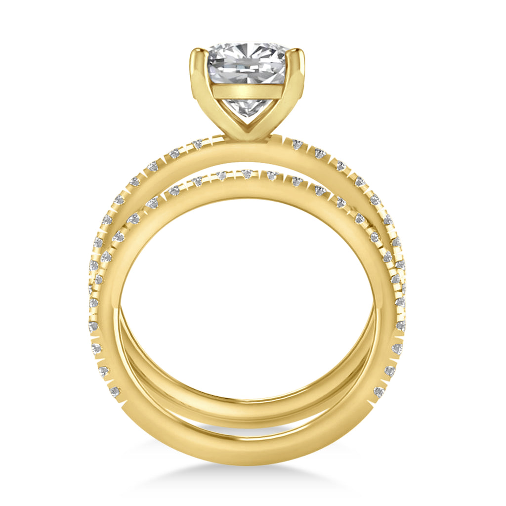 Moissanite & Diamond Cushion-Set Semi-Eternity Bridal Set 14K Yellow Gold (2.77ct)