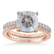 Salt & Pepper & White Diamond Cushion-Set Semi-Eternity Bridal Set 14K Rose Gold (2.66ct)