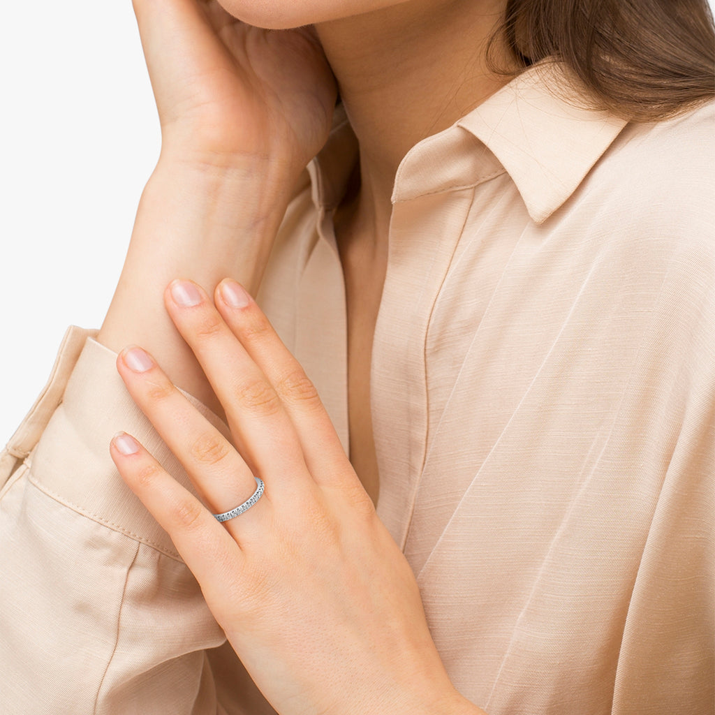 Lab Grown Diamond Semi-Eternity Ring Wedding Band 14k White Gold (0.41ct)