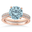 Aquamarine & Diamond Round-Set Semi-Eternity Bridal Set 14k Rose Gold (2.82ct)