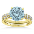 Aquamarine & Diamond Round-Set Semi-Eternity Bridal Set 14k Yellow Gold (2.82ct)