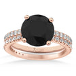 Black & White Diamond Round-Set Semi-Eternity Bridal Set 14k Rose Gold (2.62ct)