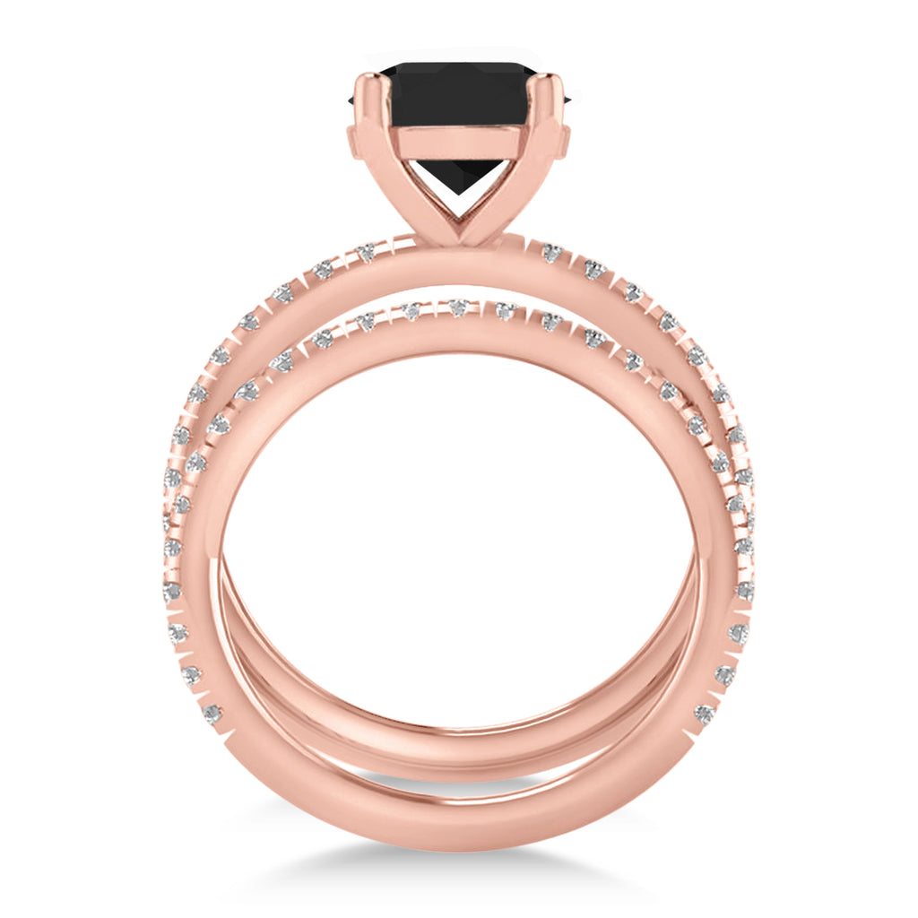 Black & White Diamond Round-Set Semi-Eternity Bridal Set 14k Rose Gold (2.62ct)