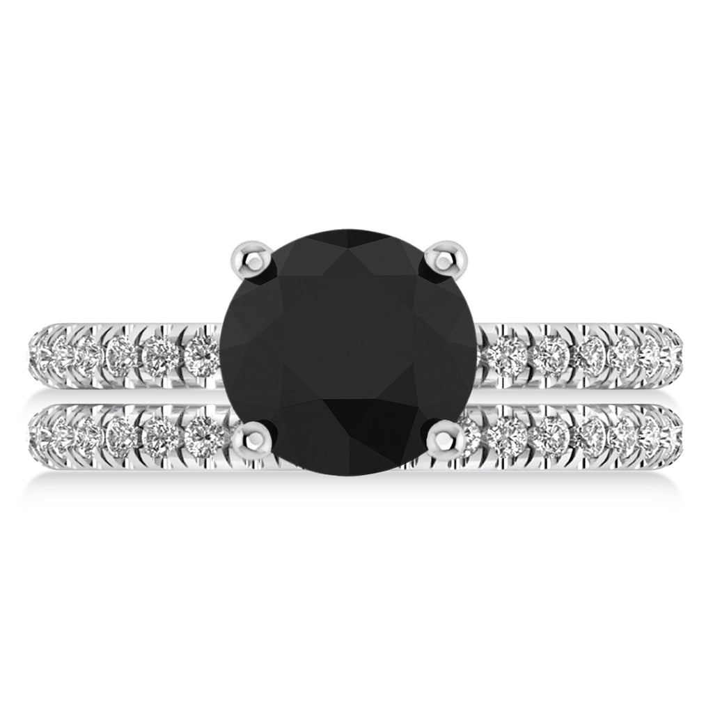 Black & White Diamond Round-Set Semi-Eternity Bridal Set 18k White Gold (2.62ct)