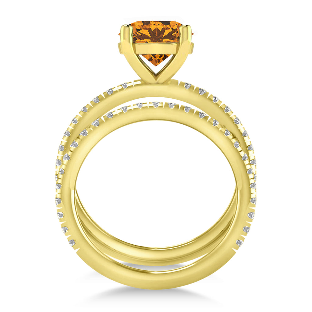 Citrine & Diamond Round-Set Semi-Eternity Bridal Set 18k Yellow Gold (2.42ct)