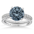 Gray Spinel & Diamond Round-Set Semi-Eternity Bridal Set 14k White Gold (2.42ct)