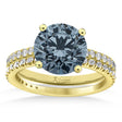 Gray Spinel & Diamond Round-Set Semi-Eternity Bridal Set 14k Yellow Gold (2.42ct)