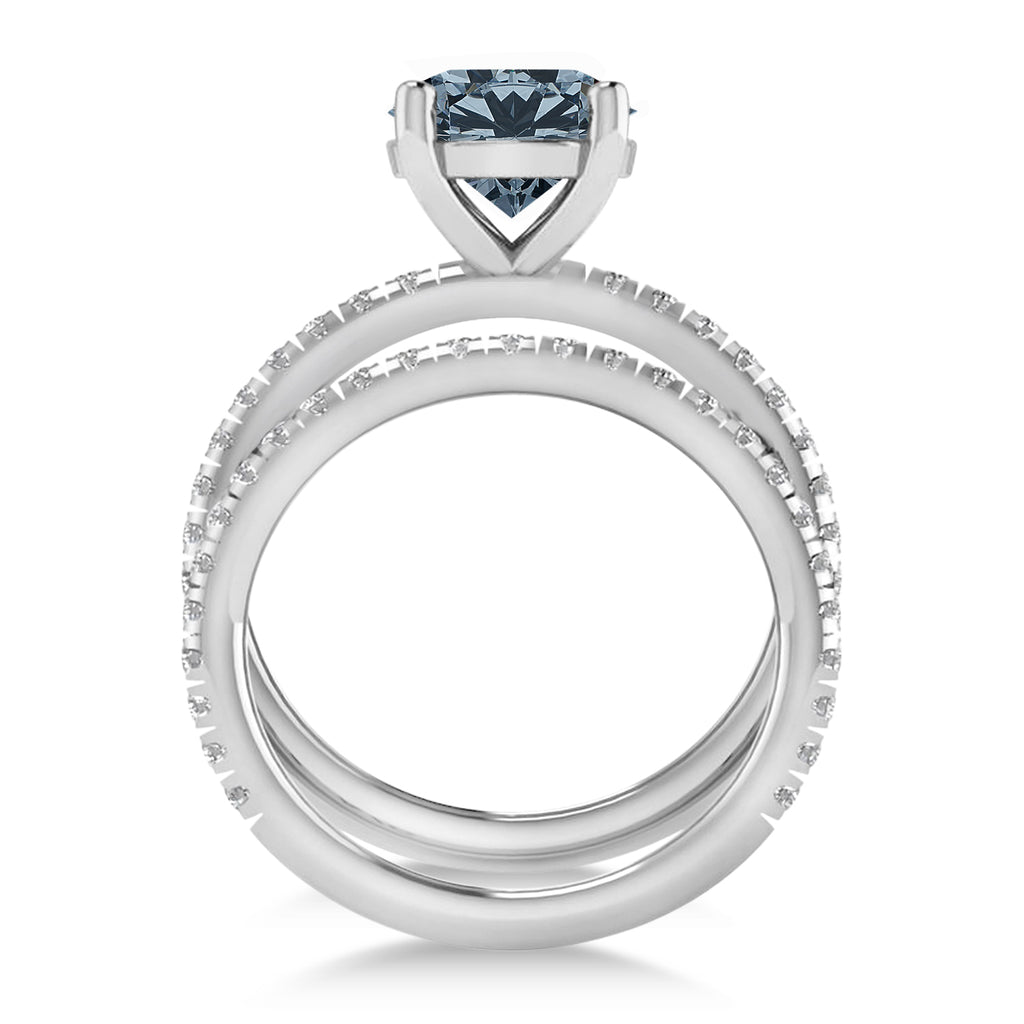 Gray Spinel & Diamond Round-Set Semi-Eternity Bridal Set Platinum (2.42ct)