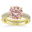 Morganite & Diamond Round-Set Semi-Eternity Bridal Set 14k Yellow Gold (2.37ct)