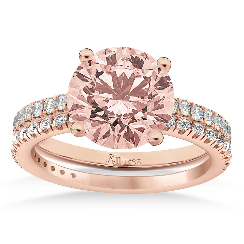 Morganite & Diamond Round-Set Semi-Eternity Bridal Set 18k Rose Gold (2.37ct)