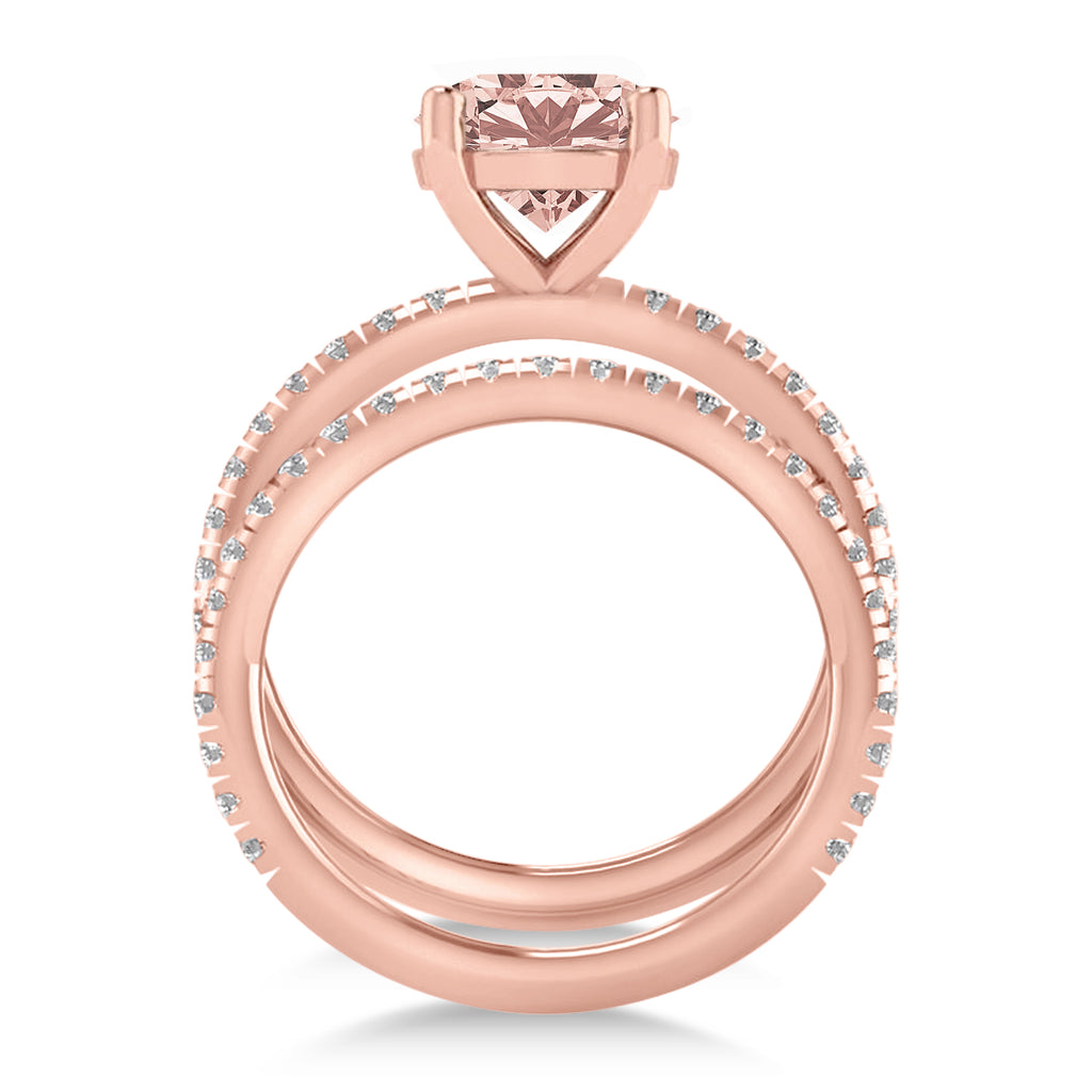 Morganite & Diamond Round-Set Semi-Eternity Bridal Set 18k Rose Gold (2.37ct)