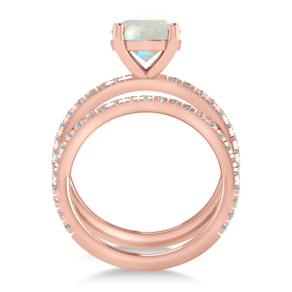 Opal & Diamond Round-Set Semi-Eternity Bridal Set 18k Rose Gold (1.92ct)