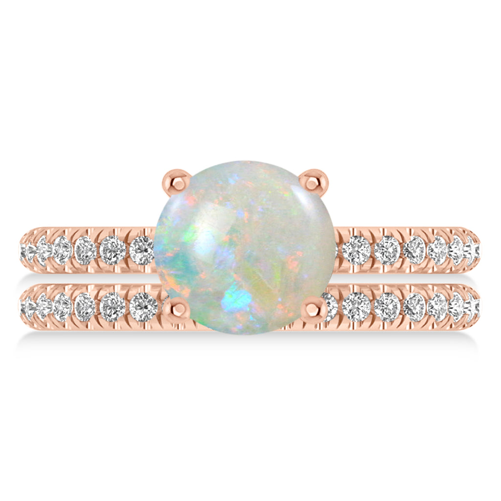Opal & Diamond Round-Set Semi-Eternity Bridal Set 18k Rose Gold (1.92ct)