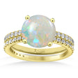 Opal & Diamond Round-Set Semi-Eternity Bridal Set 18k Yellow Gold (1.92ct)