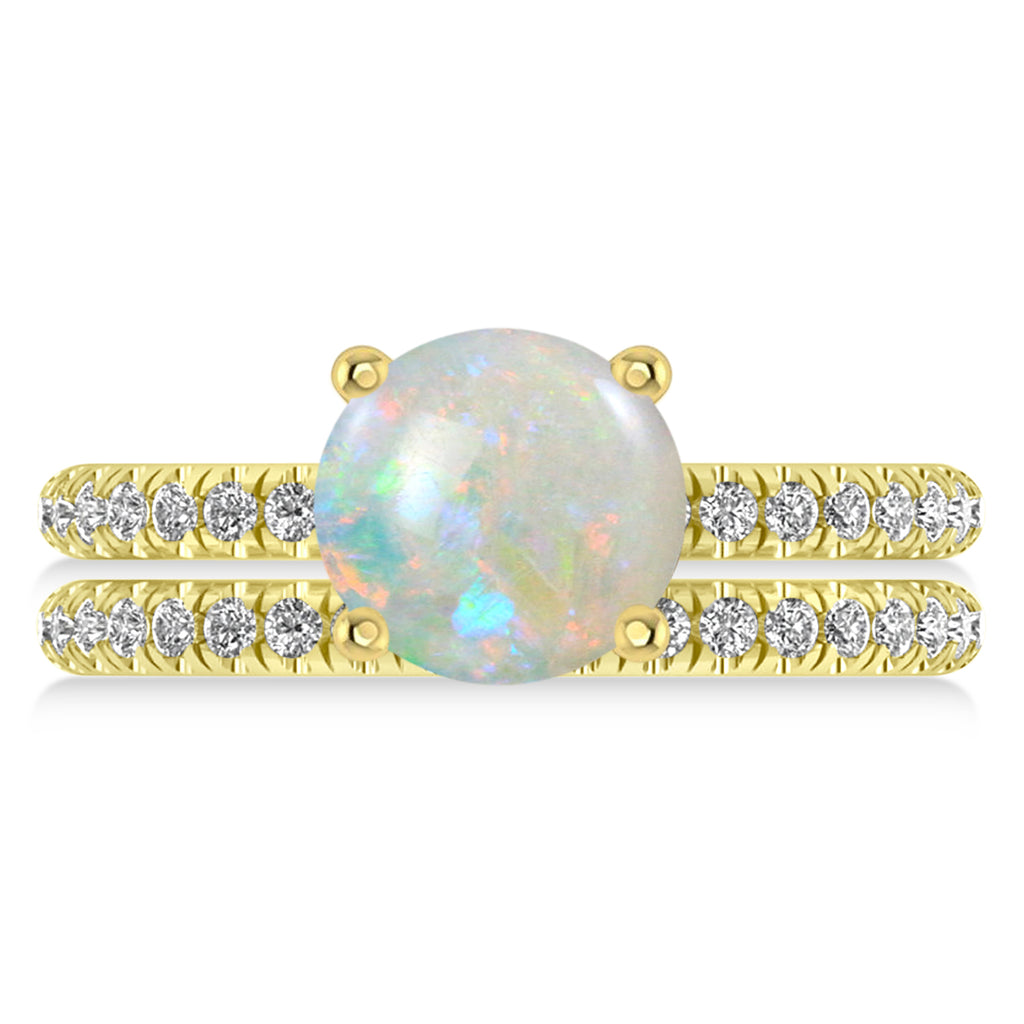 Opal & Diamond Round-Set Semi-Eternity Bridal Set 18k Yellow Gold (1.92ct)