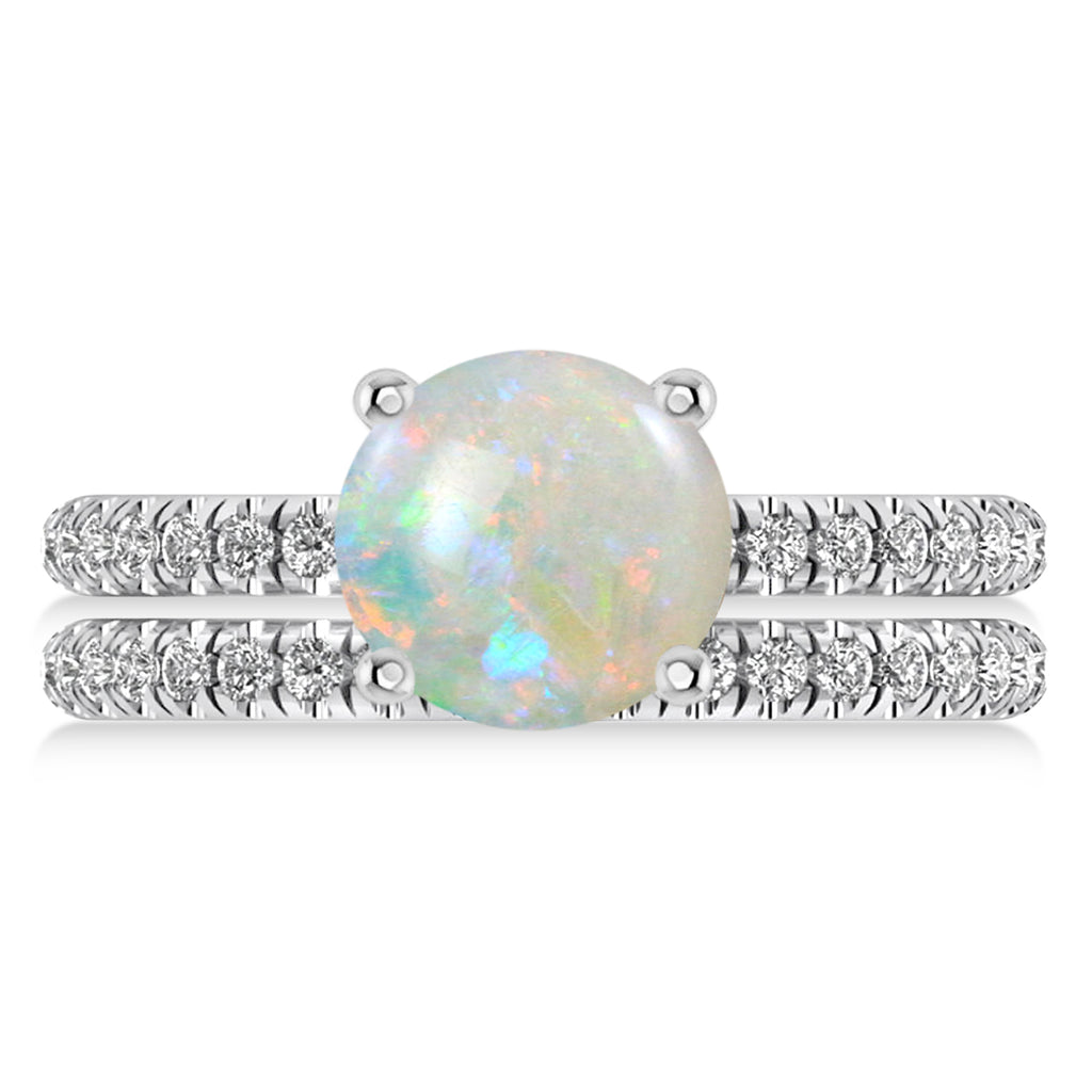 Opal & Diamond Round-Set Semi-Eternity Bridal Set Platinum (1.92ct)