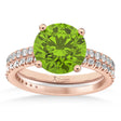 Peridot & Diamond Round-Set Semi-Eternity Bridal Set 14k Rose Gold (2.62ct)