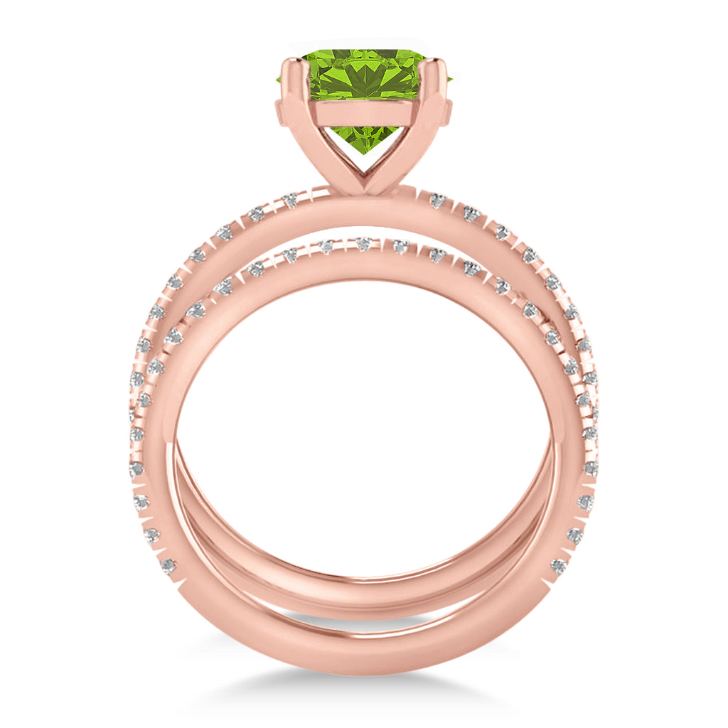 Peridot & Diamond Round-Set Semi-Eternity Bridal Set 18k Rose Gold (2.62ct)