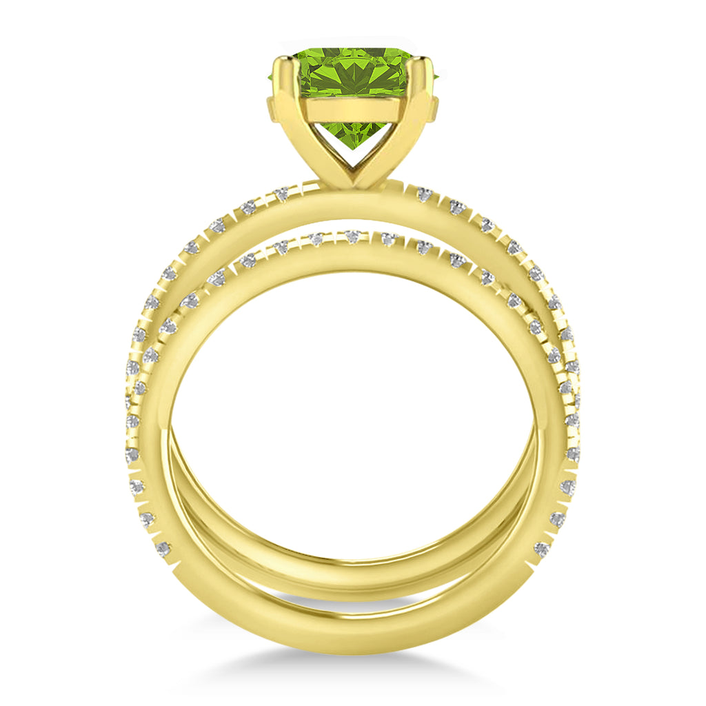 Peridot & Diamond Round-Set Semi-Eternity Bridal Set 18k Yellow Gold (2.62ct)