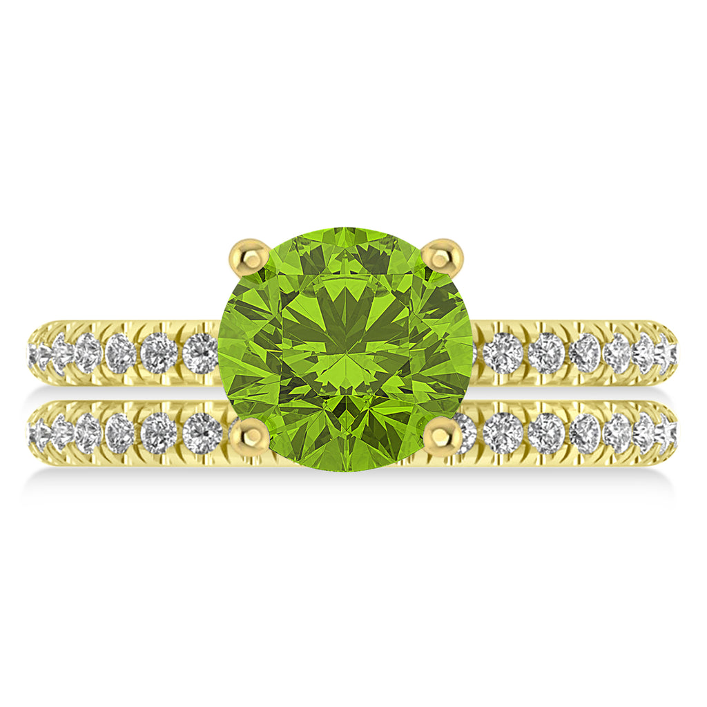 Peridot & Diamond Round-Set Semi-Eternity Bridal Set 18k Yellow Gold (2.62ct)