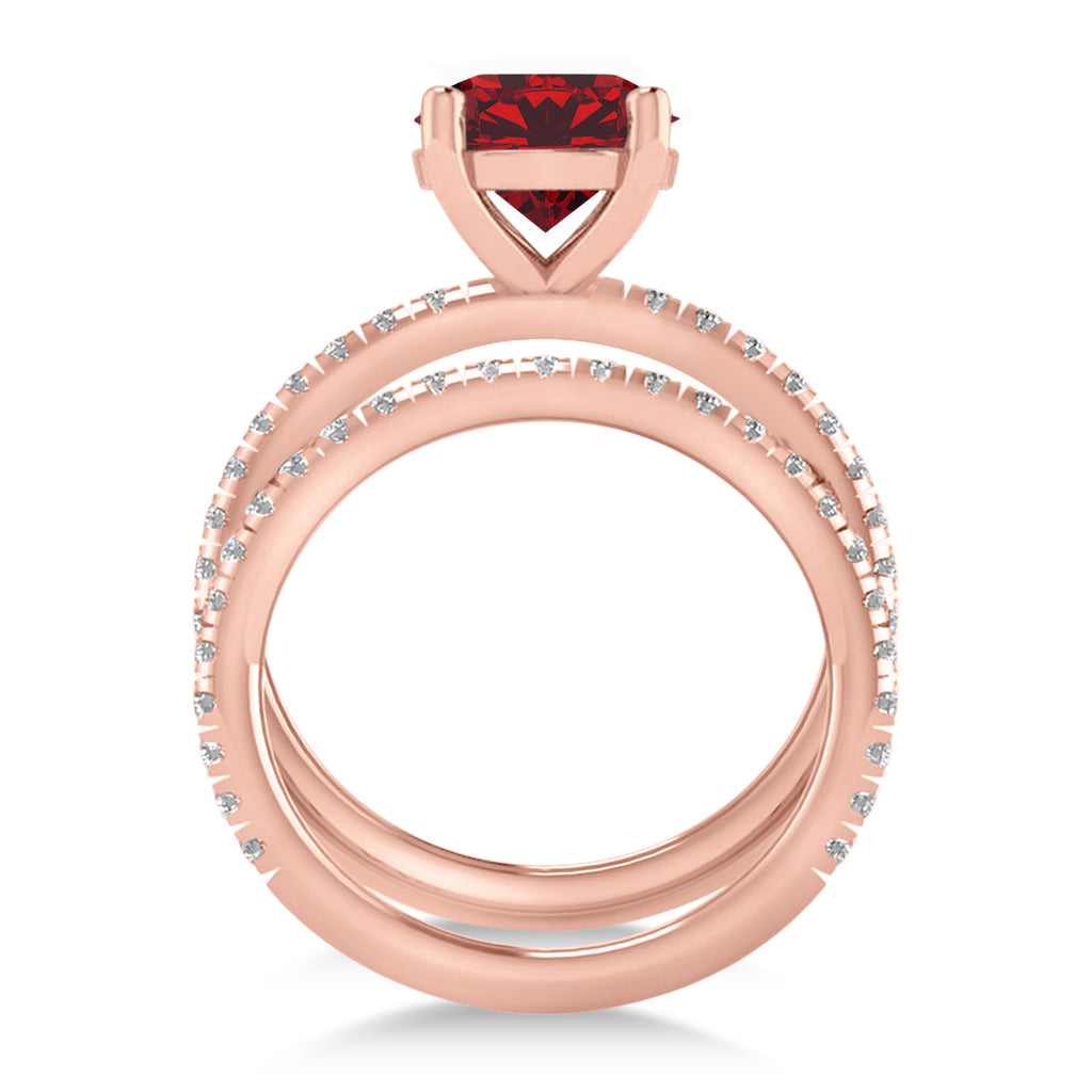 Ruby & Diamond Round-Set Semi-Eternity Bridal Set 14k Rose Gold (2.92ct)