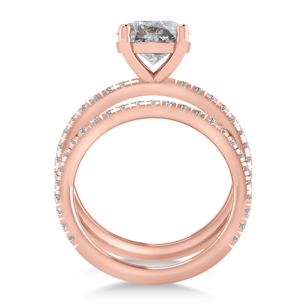 Salt and Pepper & White Diamond Round-Set Semi-Eternity Bridal Set 18k Rose Gold (2.62ct)