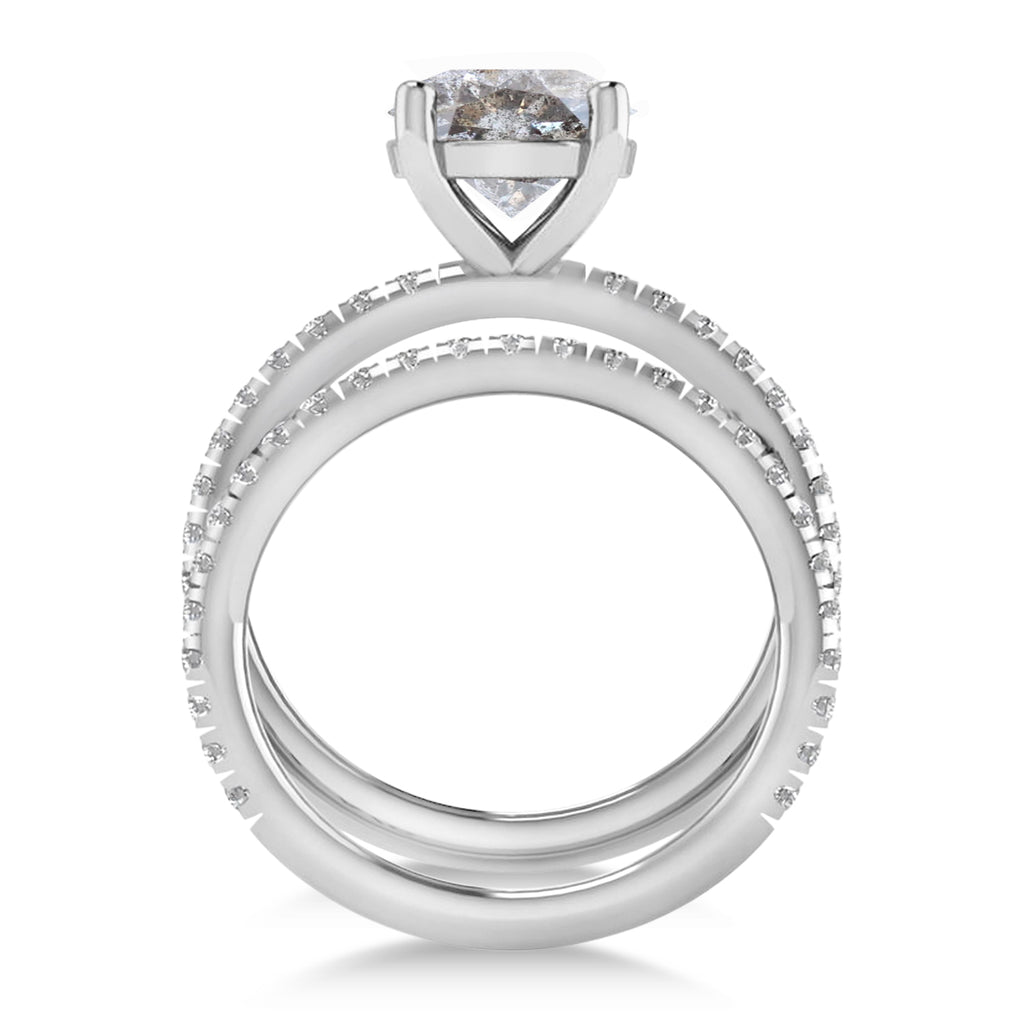 Salt and Pepper & White Diamond Round-Set Semi-Eternity Bridal Set 18k White Gold (2.62ct)