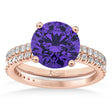 Tanzanite & Diamond Round-Set Semi-Eternity Bridal Set 18k Rose Gold (2.92ct)