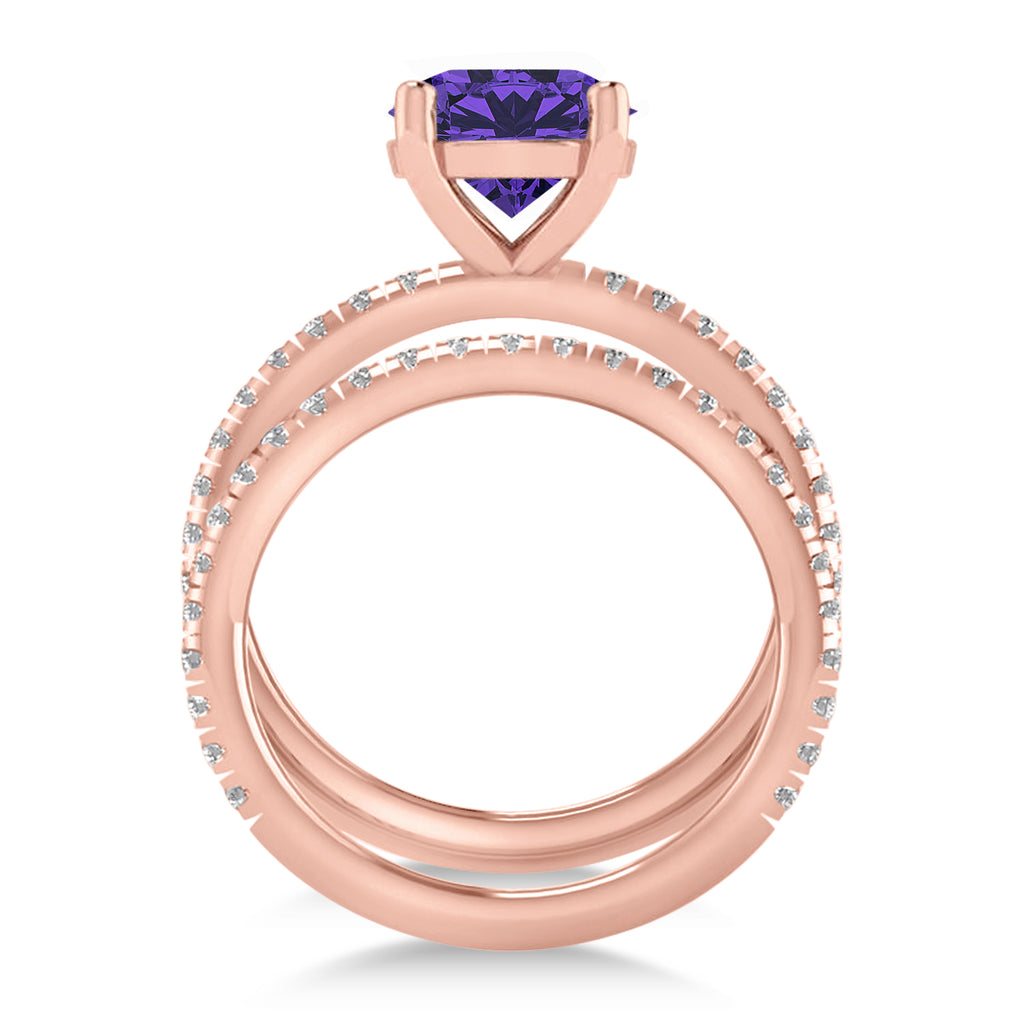 Tanzanite & Diamond Round-Set Semi-Eternity Bridal Set 18k Rose Gold (2.92ct)