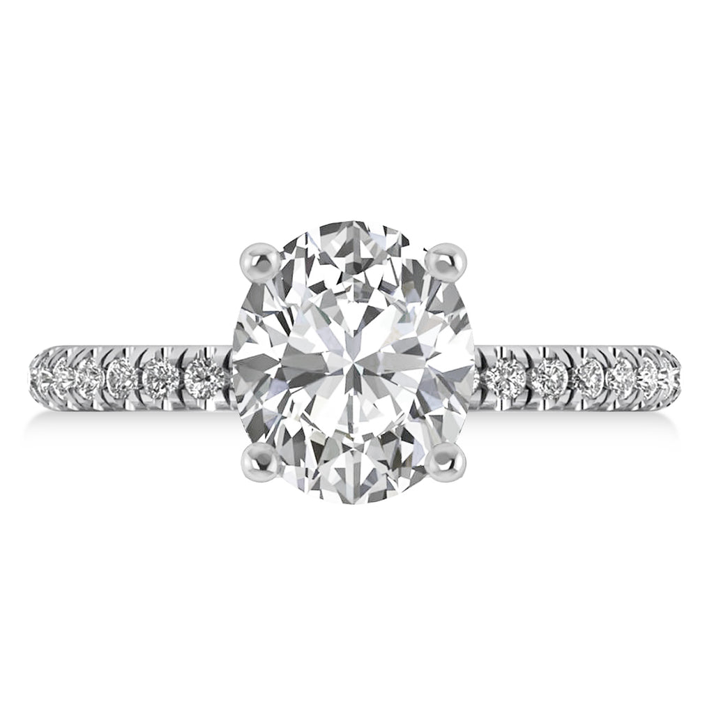 Diamond Oval-Set Engagement Ring 14k White Gold (3.36ct)