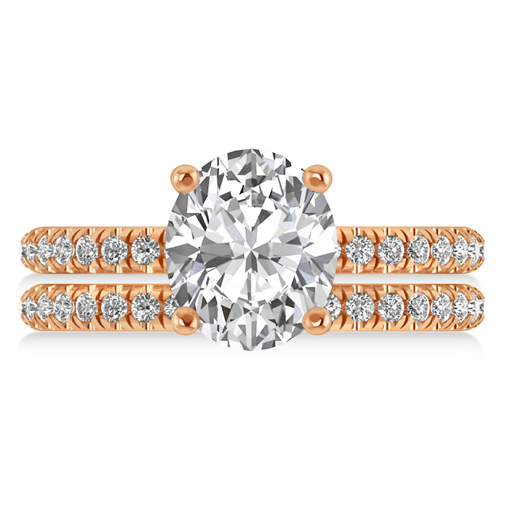 Diamond Oval-Set Semi-Eternity Bridal Set 14k Rose Gold (3.77ct)
