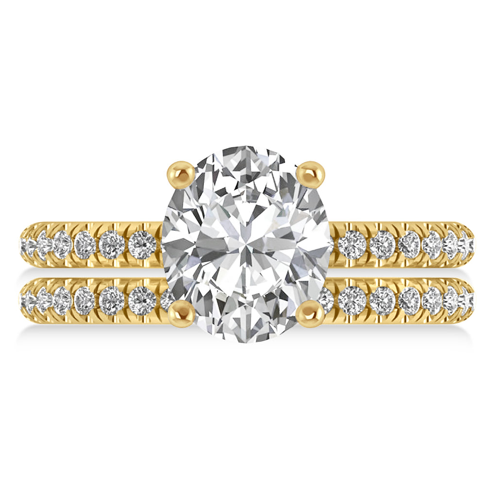 Diamond Oval-Set Semi-Eternity Bridal Set 14k Yellow Gold (3.77ct)