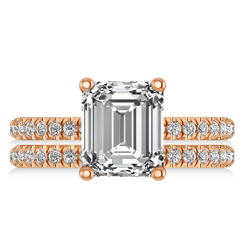 Diamond Emerald-Set Semi-Eternity Bridal Set 14k Rose Gold (3.77ct)
