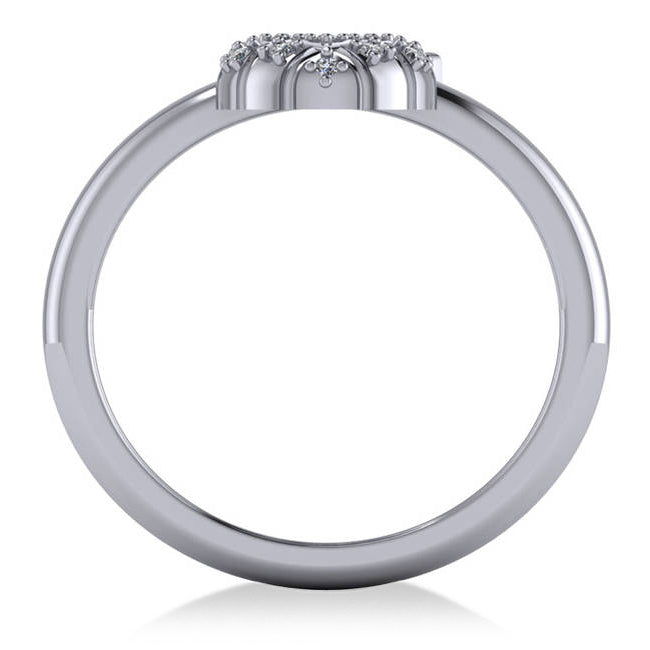 Diamond Accented Pineapple Fashion Ring 14k White Gold (0.10ct)