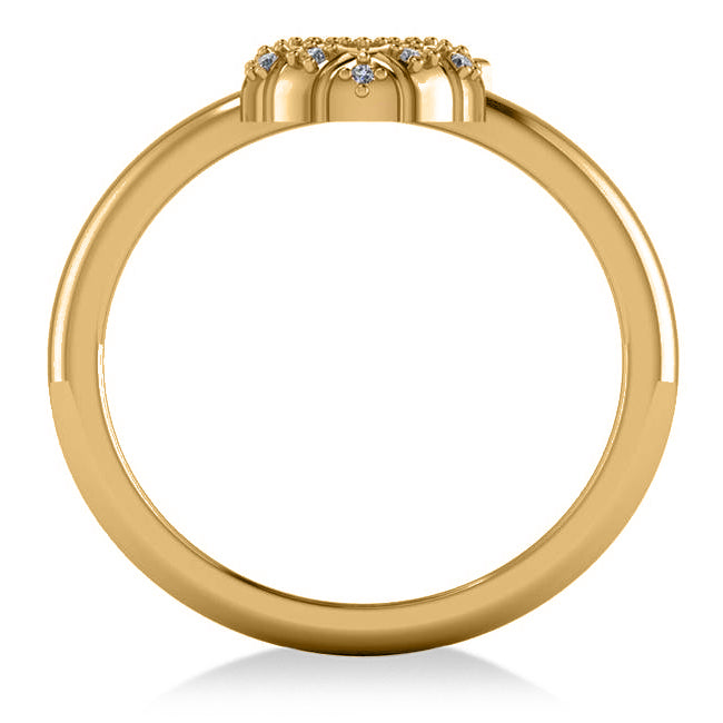 Diamond Accented Pineapple Fashion Ring 14k Yellow Gold (0.10ct)