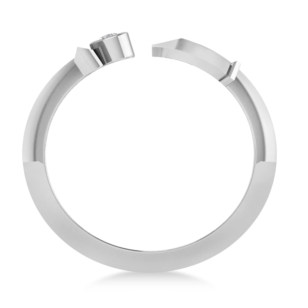 Elegant Nautical Anchor Center Ring Solitaire Diamond 14k White Gold