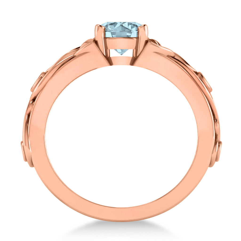 Diamond & Aquamarine Celtic Engagement Ring 14k Rose Gold (1.06ct)