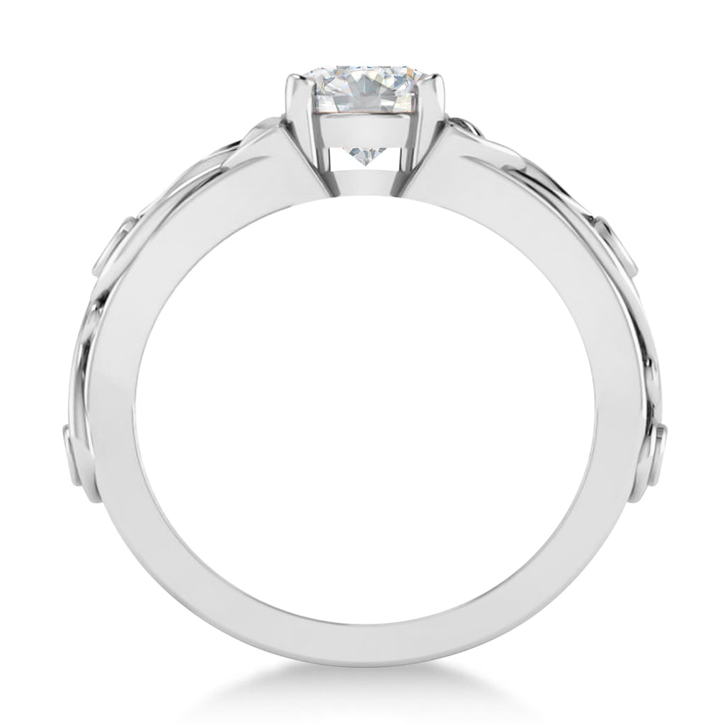 Diamond & Moissanite Celtic Engagement Ring 14k White Gold (1.06ct)