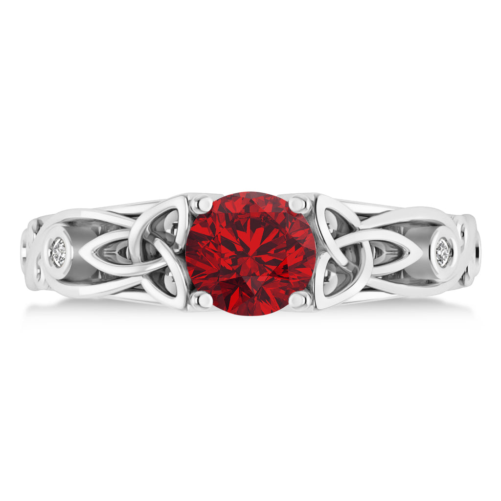 Diamond & Ruby Celtic Engagement Ring 14k White Gold (1.06ct)