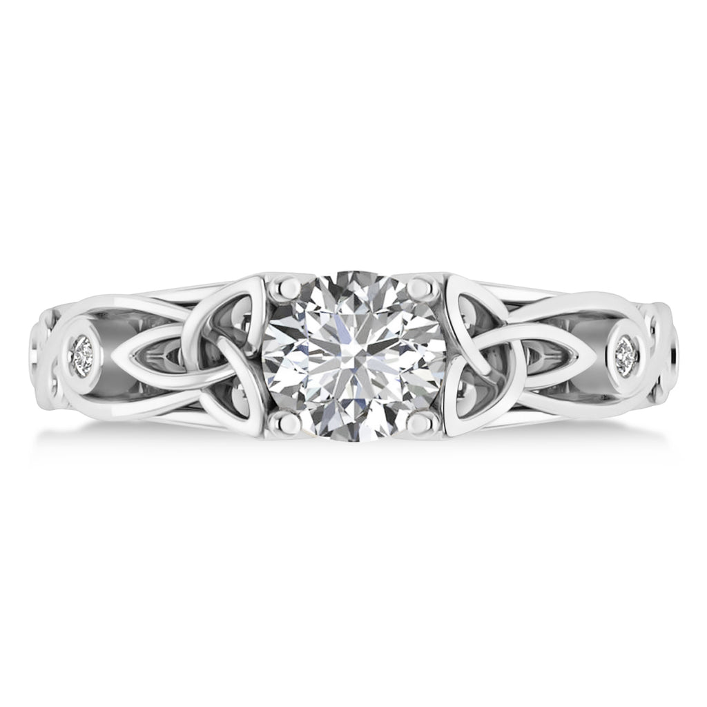 Diamond Celtic Engagement Ring 14k White Gold (1.06ct)