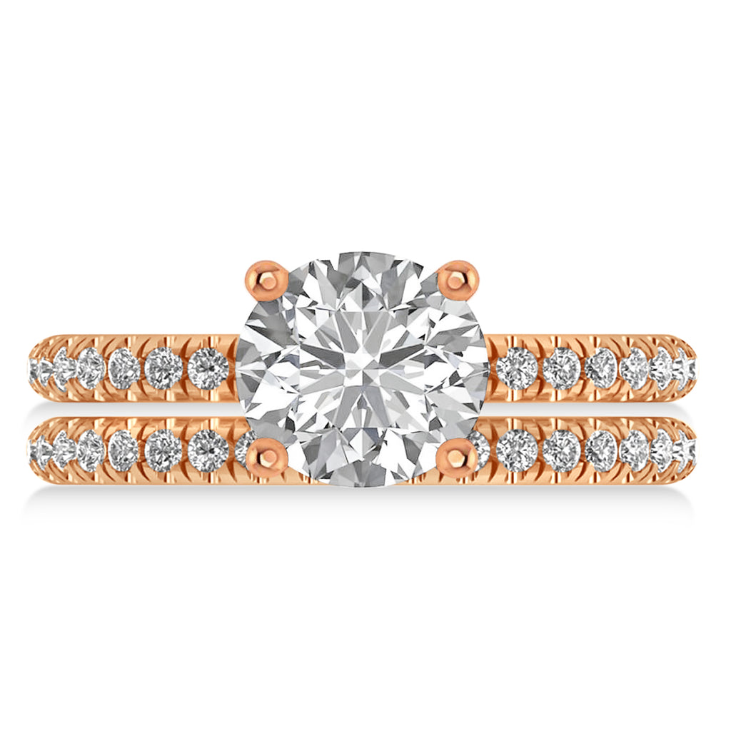 Diamond No Halo Semi-Eternity Bridal Set 14k Rose Gold (0.77ct)